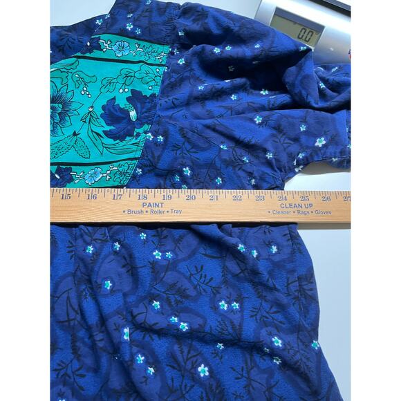 Daffodil Midi Dress 2XL Floral Pockets Blue Babydoll Retro Western Prairie XXL - Picture 10 of 13
